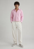 Pink Linen Crop Shirt with White Lining