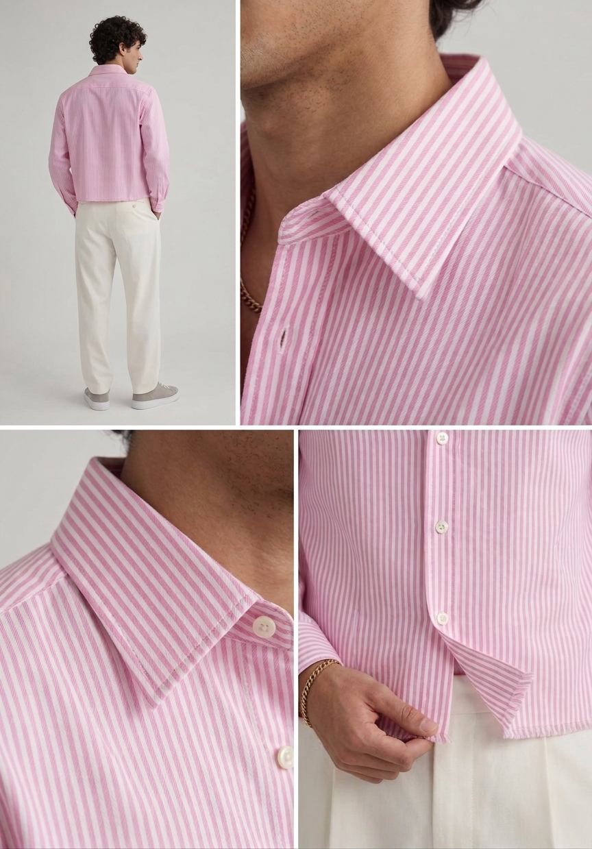 Pink Linen Crop Shirt with White Lining