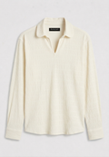 Classic Textured Open Neck Shirt – Cream